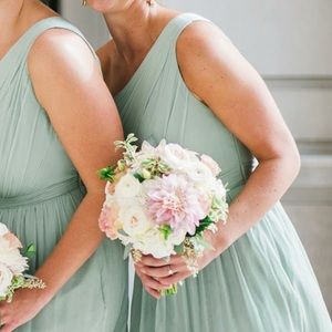 JCrew one shoulder midi mint dress